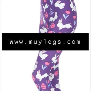 Purple Easter Bunny Printed Legging